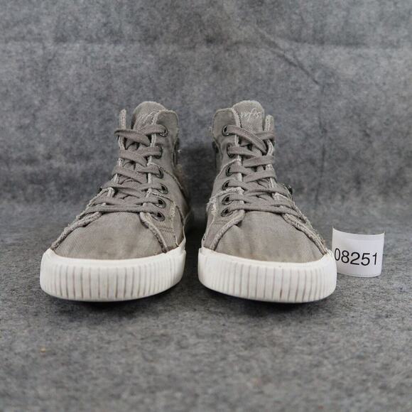 Blowfish Shoes Girls 6 Sneakers Casual Fruitcake High Top Distressed Canvas Grey - Picture 3 of 11